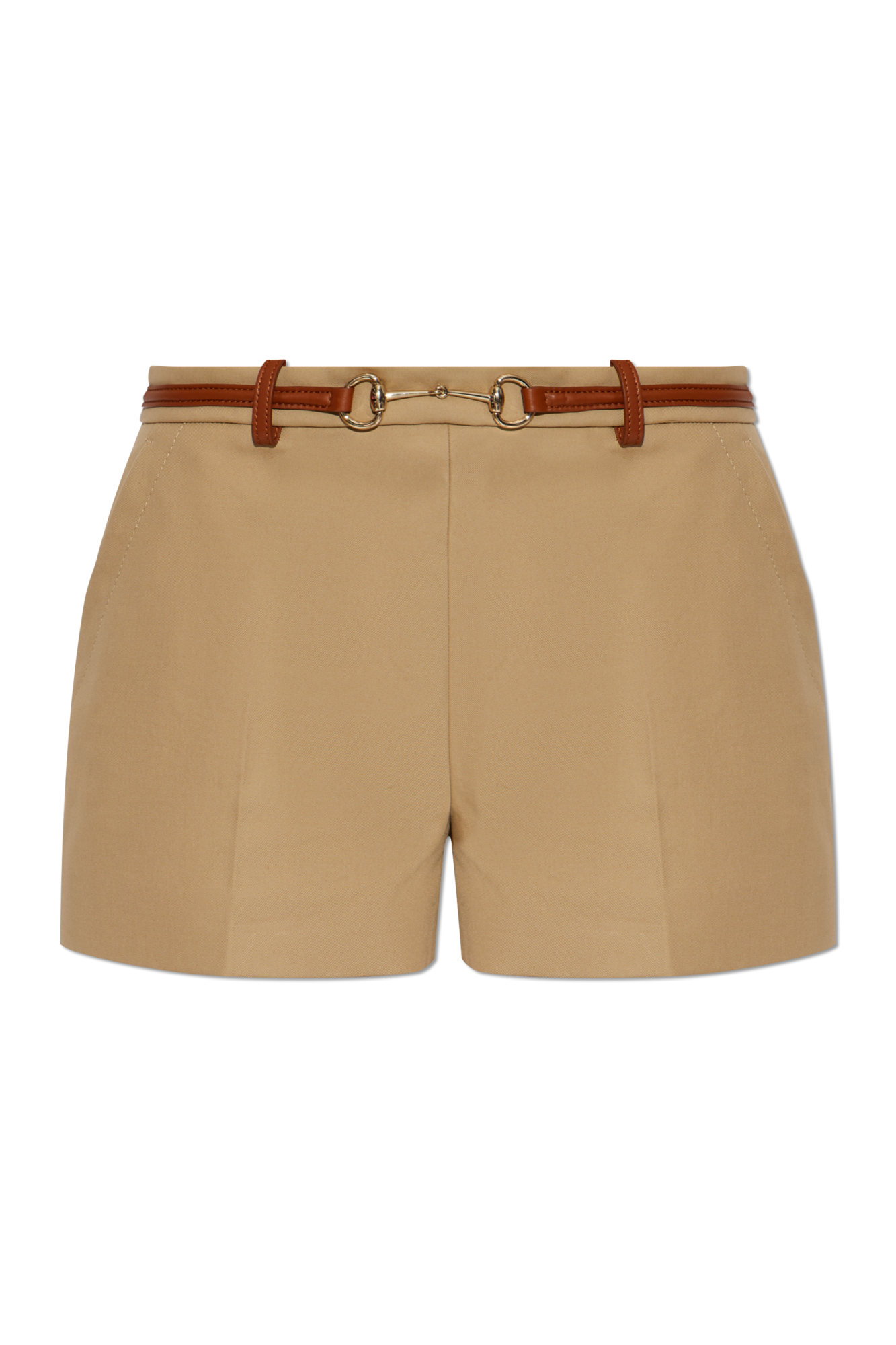 GUCCI｜SHORTS (820468 Z8BZK 2580) GG canvas shorts with Horsebit in camel and dark brown